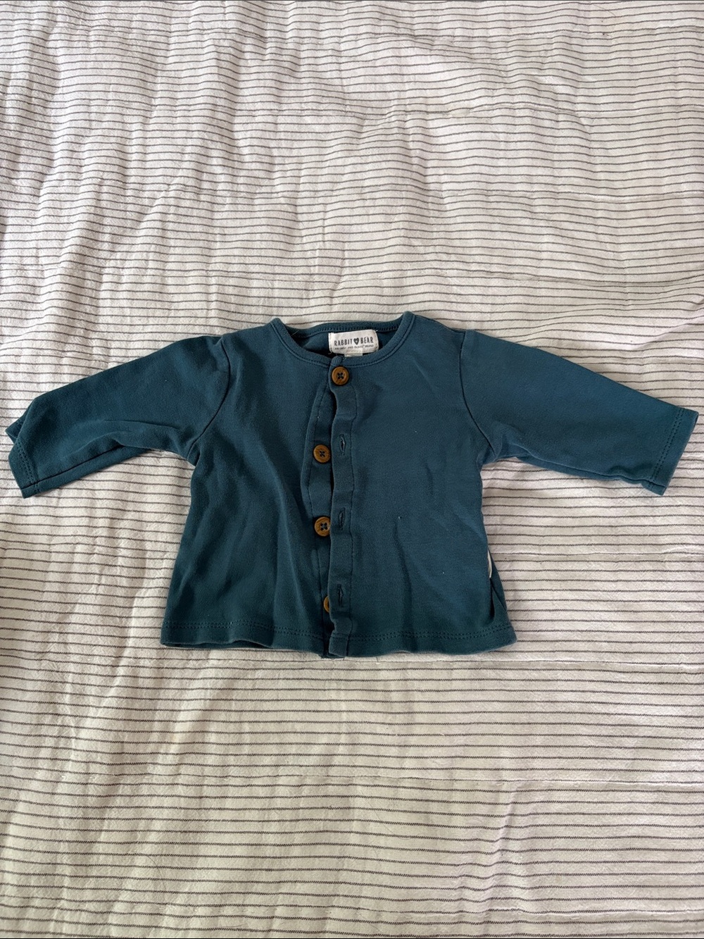 Organic Teal Baby Cardigan with Wooden Buttons
